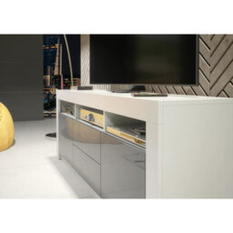 Creative Furniture Shine Tv Unit 160Cm - White & Grey Gloss Doors - thumbnail 4