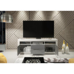 Creative Furniture Shine Tv Unit 160Cm - White & Grey Gloss Doors - thumbnail 3