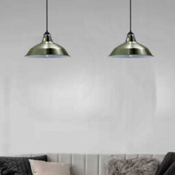 Vintage Metal Lamp Shades In A Retro Shades For Ceiling Lights Lampshades For Lights In Bedroom Kitchen, Green Brass, 2Pack - thumbnail 5