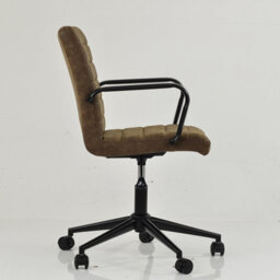 Lakeland Furniture Heath Aged Brown Faux Leather Black Base Swivel Height Adjustable Office Chair - thumbnail 5