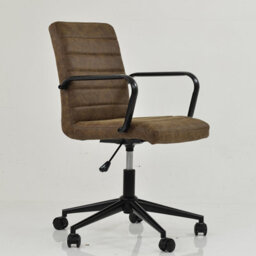 Lakeland Furniture Heath Aged Brown Faux Leather Black Base Swivel Height Adjustable Office Chair - thumbnail 4