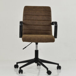 Lakeland Furniture Heath Aged Brown Faux Leather Black Base Swivel Height Adjustable Office Chair - thumbnail 3