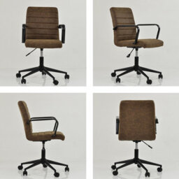 Lakeland Furniture Heath Aged Brown Faux Leather Black Base Swivel Height Adjustable Office Chair - thumbnail 2