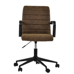 Lakeland Furniture Heath Aged Brown Faux Leather Black Base Swivel Height Adjustable Office Chair - thumbnail 1