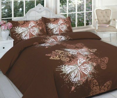 Homes & Linen Luxuries Design Butterfly Printed Duvet Cover + Pillow Case Bed Set All Sizes