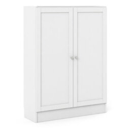 Furniture To Go Basic Low Wide Storage Cabinet In White (2 Shelves) With 2 White Doors - thumbnail 4