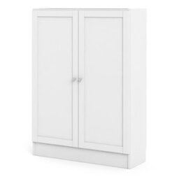Furniture To Go Basic Low Wide Storage Cabinet In White (2 Shelves) With 2 White Doors - thumbnail 5