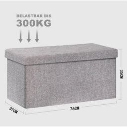 Folding Ottoman Storage Box Pouffe Seat Stool Footrest Bench Linen - thumbnail 2