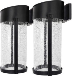 2-Pack Solar Wall Lights With Crackle Glass, Waterproof Fence Lights For Decks, Patios, And Yards (Warm White) - thumbnail 2