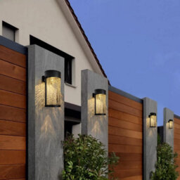 2-Pack Solar Wall Lights With Crackle Glass, Waterproof Fence Lights For Decks, Patios, And Yards (Warm White) - thumbnail 5