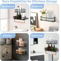2Pcs Self Adhesive Stainless Steel Bathroom Shower Shelf - thumbnail 4