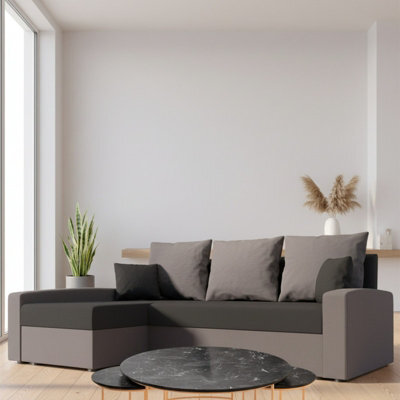 Chievo Modern Corner Sofa Bed Convertible Sleeper With Storage And Universal Orientation In Light Grey Dark Grey - image 1