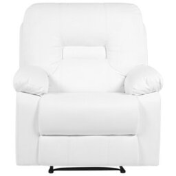 Beliani Recliner Chair Bergen With Footrest Faux Leather White - thumbnail 4