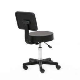 Pu 360 Adjustable Round Salon Stool With Backrest Black Comfort Rolling Chair - thumbnail 1