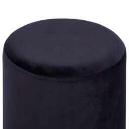 Wyld And Coco Black Velvet Pouffe With Silver Metallic Band, Round Compact Footstool W36 X D36 X H44Cm - thumbnail 3