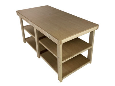 Arbor Garden Solutions Workbench Mdf Top, Large Heavy-Duty Table (H-90Cm, D-90Cm, L-180Cm) With Double Shelf - image 1