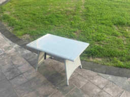 Fimous Light Grey Rattan Rectangular Dining Table And 4 Chairs Set Outdoor Garden Furniture Set With Seat Cushion - thumbnail 3