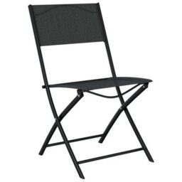 Berkfield Folding Outdoor Chairs 4 Pcs Black Steel And Textilene - thumbnail 2