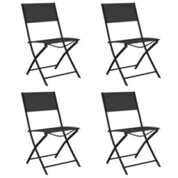 Berkfield Folding Outdoor Chairs 4 Pcs Black Steel And Textilene