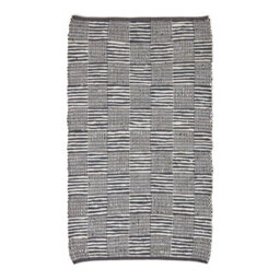 Homescapes Black & White Real Leather Handwoven Striped Block Check Rug, 120 X 180 Cm - thumbnail 2