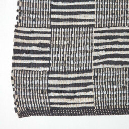 Homescapes Black & White Real Leather Handwoven Striped Block Check Rug, 120 X 180 Cm - thumbnail 3