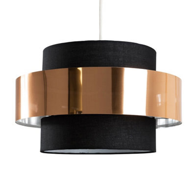 Valuelights Matildo Modern Black And Copper Cylinder Ceiling Light Shade (D)34Cm - image 1