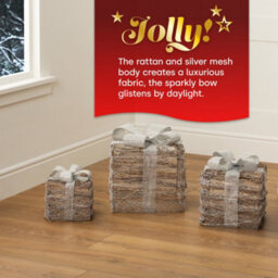 Christmas Village Christmas Led Light Up Gift Box Set - Perfect Indoor/outdoor Xmas Parcel Decoration Box Lights - Set Of 3 - thumbnail 6