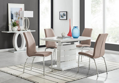 Furniturebox Uk Renato 120Cm High Gloss Extending Dining Table And 4 Cappuccino Isco Chairs - image 1