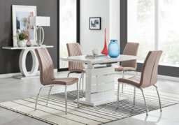 Furniturebox Uk Renato 120Cm High Gloss Extending Dining Table And 4 Cappuccino Isco Chairs - thumbnail 1