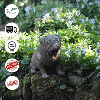 Full Size Pug Cold Cast Bronze Dog Statue - image 1