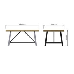 FWSTYLE Modern Industrial Driftwood Pine 1.6M Dining Table - thumbnail 7