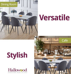 Hallowood Furniture Cullompton Large Rectangular Dining Table (160Cm) With 6 Grey Fabric Curved Back Dining Chairs - thumbnail 6