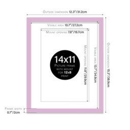 "14X11"" Lilac Frame With Mount For 12X8"" Pictures 20mm Slim Edge Portrait And Landscape Display With Wall Hooks And Kickstand" - thumbnail 2