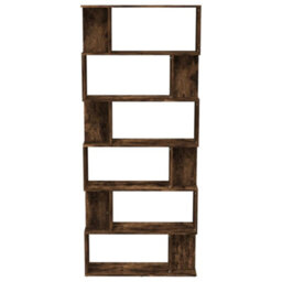 Berkfield Book Cabinet/room Divider Smoked Oak 80X24X192 Cm Engineered Wood - thumbnail 5