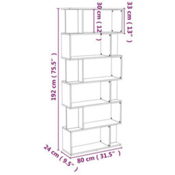 Berkfield Book Cabinet/room Divider Smoked Oak 80X24X192 Cm Engineered Wood - thumbnail 8
