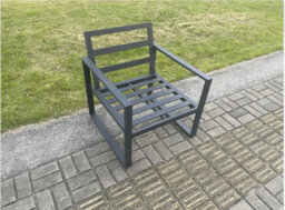 Fimous Aluminium Outdoor Garden Chair Patio Armchair Single Sofa For Balcony, Terrace,swimming Pool Dark Grey - thumbnail 4