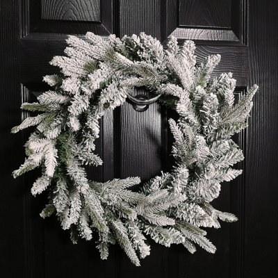 Samuel Alexander 45Cm Snow Flocked Wreath 84 Mixed Peorpvc Tips - image 1