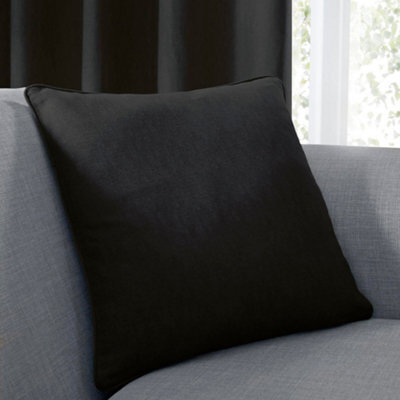 Fusion Sorbonne Luxury Plain Dyed 100% Cotton Black Filled Cushion - image 1