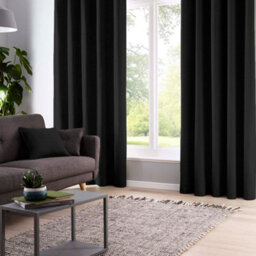 Fusion Sorbonne Luxury Plain Dyed 100% Cotton Black Filled Cushion - thumbnail 2