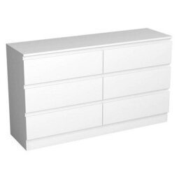 Urbn-Living Urbnliving 120Cm Width White Wooden Chest Of 6 Drawers Bedroom Furniture Storage Bedside Table Modern Cabinet - thumbnail 6