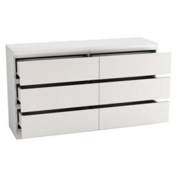 Urbn-Living Urbnliving 120Cm Width White Wooden Chest Of 6 Drawers Bedroom Furniture Storage Bedside Table Modern Cabinet - thumbnail 5