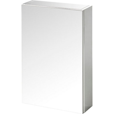 GoodHome Imandra Compact Matt Silver Mirror Effect Single Bathroom Cabinet Mirrored (H)600mm (W)400mm - image 1