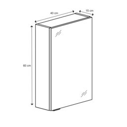 GoodHome Imandra Compact Matt Silver Mirror Effect Single Bathroom Cabinet Mirrored (H)600mm (W)400mm - thumbnail 6
