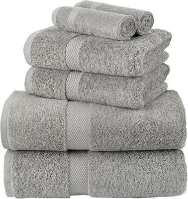 IHIDirect Supersoft 550Gsm 100% Pure Cotton 6Pc Towel Bale Set, Bath, Hand & Flannel  Grey