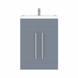 Rinse Bathrooms 600mm Floor Standing Vanity Unit With Basin Bathroom Storage Units Gloss Grey Painting Flat Pack - thumbnail 3