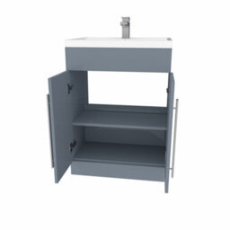 Rinse Bathrooms 600mm Floor Standing Vanity Unit With Basin Bathroom Storage Units Gloss Grey Painting Flat Pack - thumbnail 4