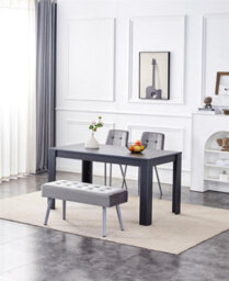 Kosy Koala Modern Dark Grey Dining Table Set With 2 Grey Velvet Chairs And 1 Grey Bench - thumbnail 6