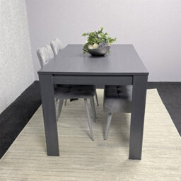 Kosy Koala Modern Dark Grey Dining Table Set With 2 Grey Velvet Chairs And 1 Grey Bench - thumbnail 4