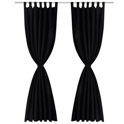 Berkfield High-Quality 2 Pcs Black Micro-Satin Curtains With Loops 140 X 225 Cm - image 1