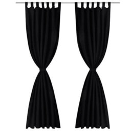 Berkfield High-Quality 2 Pcs Black Micro-Satin Curtains With Loops 140 X 225 Cm